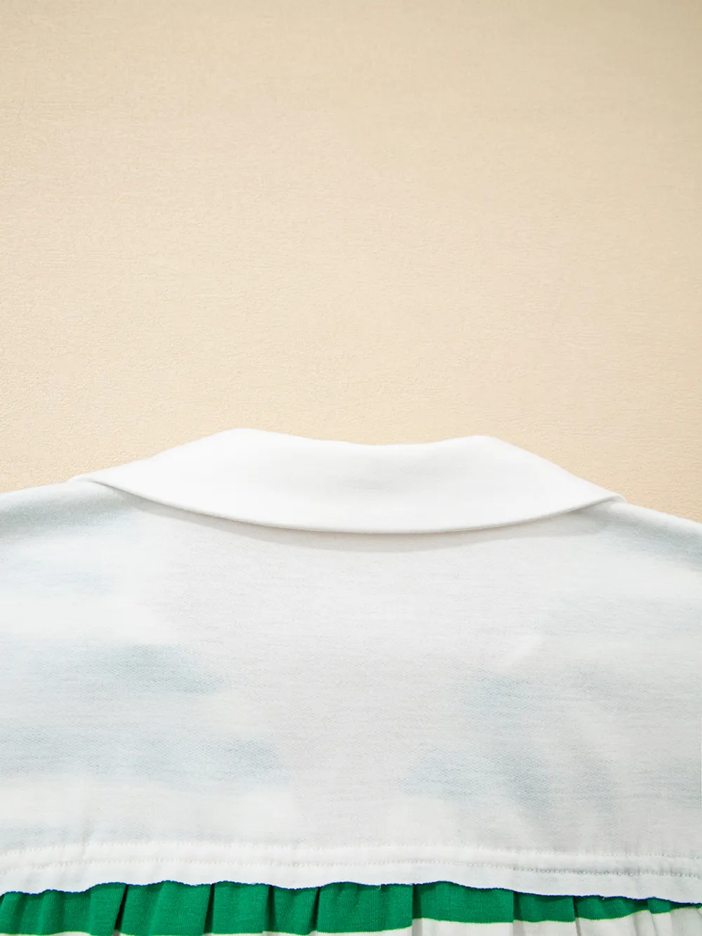 Stripe Colorblock Collared V Neck Cropped Top, image 4