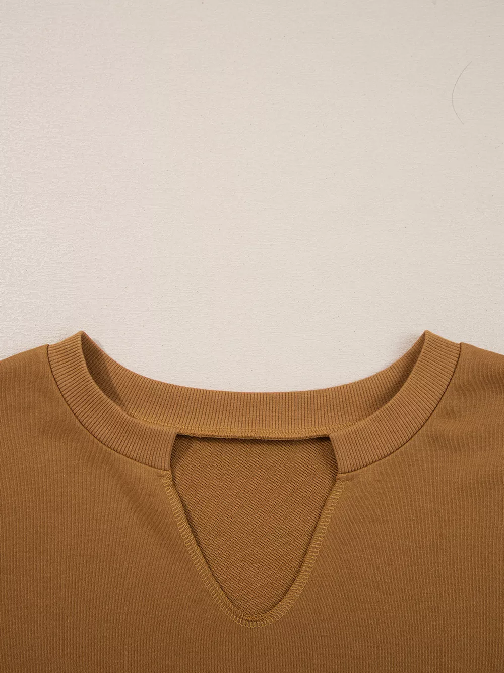 Oversized Textured Split Neck High Low Sweatshirt, image 3