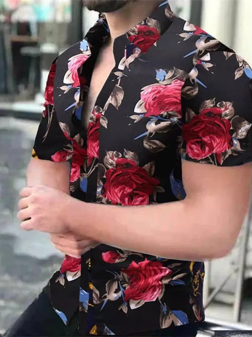 Men's Full Size Printed Short Sleeve Shirt Plus Size, image 3