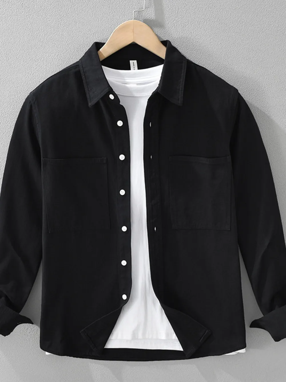 Men's Plus Size Button Detail Long Sleeve Shirt