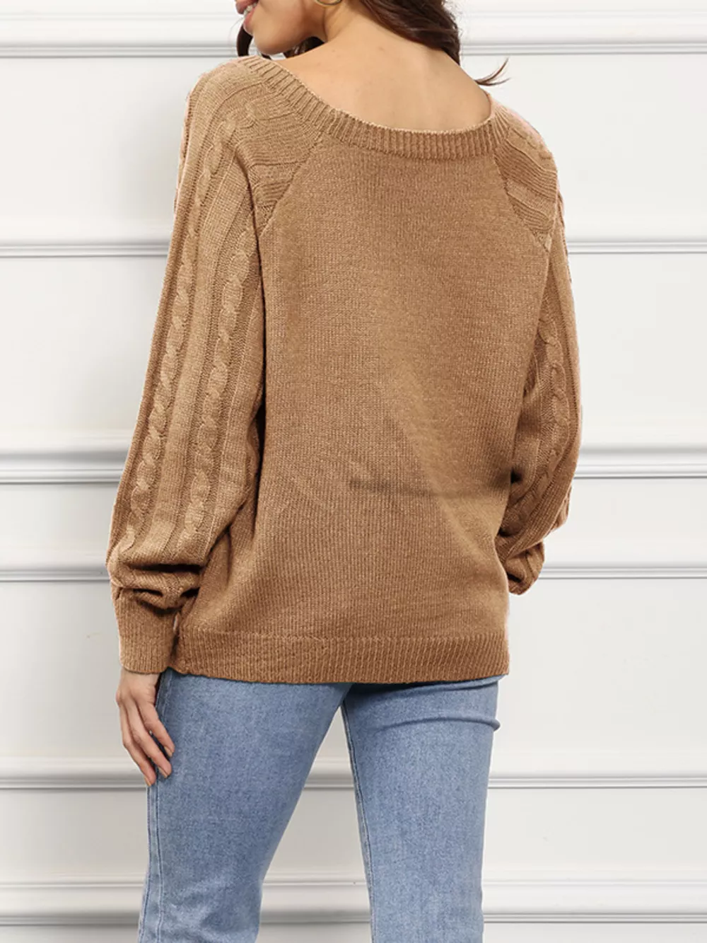 Cable Knit Boat Neck Sweater, image 8