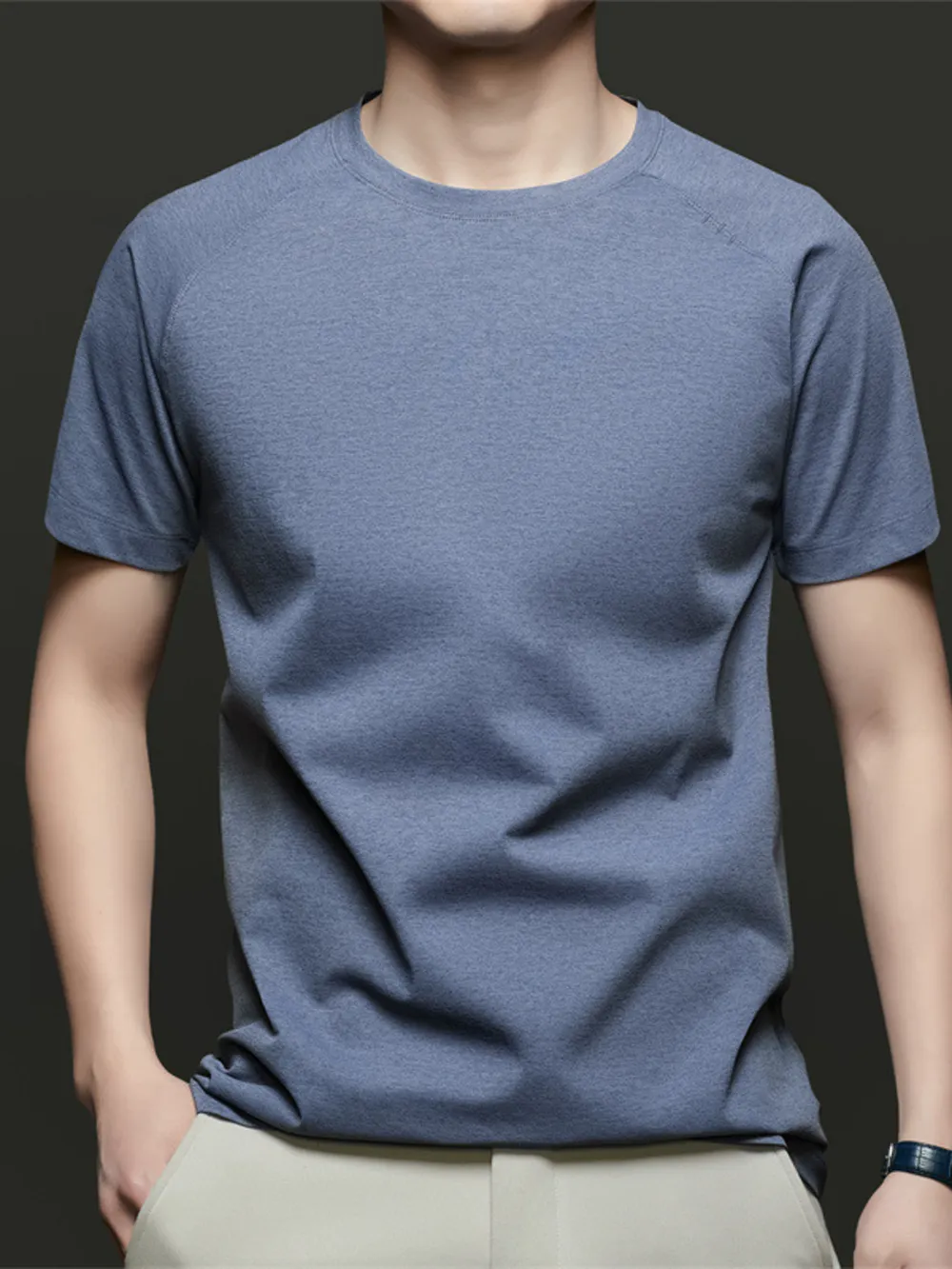 Men's Plus Size Round Neck Short Sleeve T-Shirt, image 5