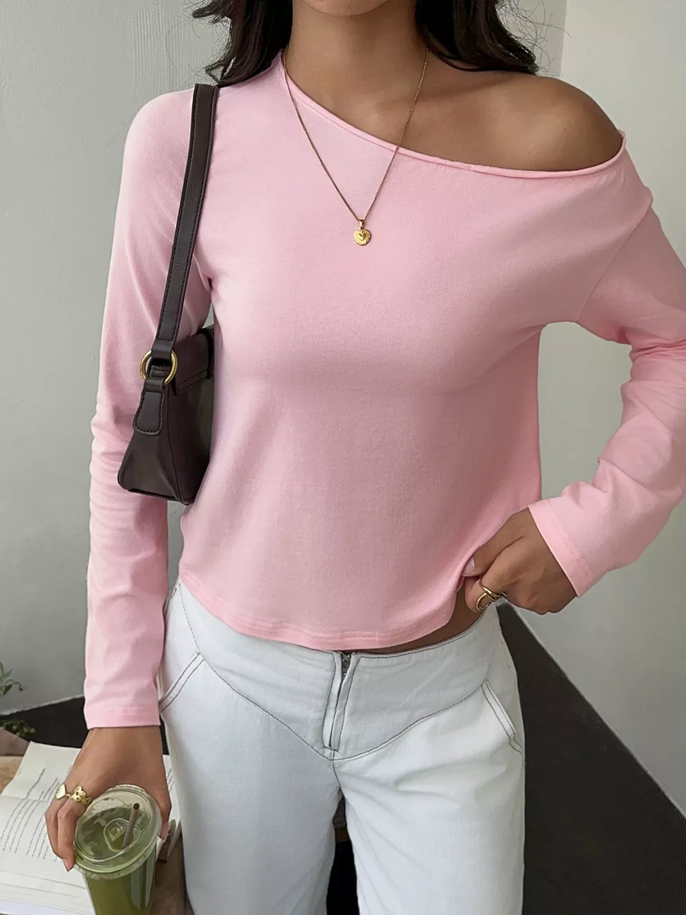 One-Shoulder Long Sleeve T-Shirt