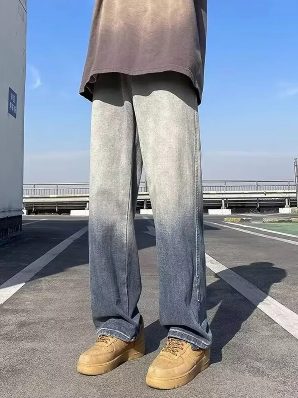 Men's Full Size Vintage Wash Wide Leg Jeans Plus Size, image 4
