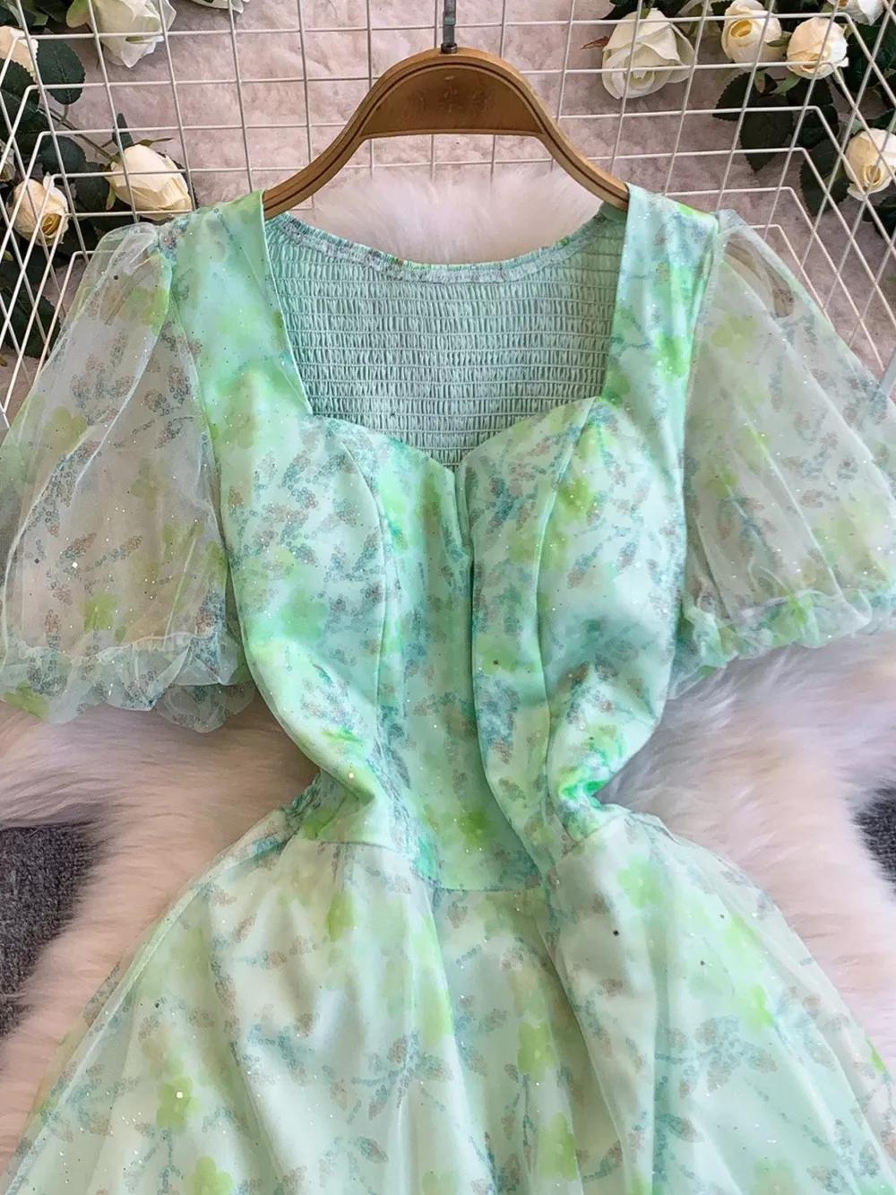 Sweetheart Neck Puff Sleeve Dress, image 9
