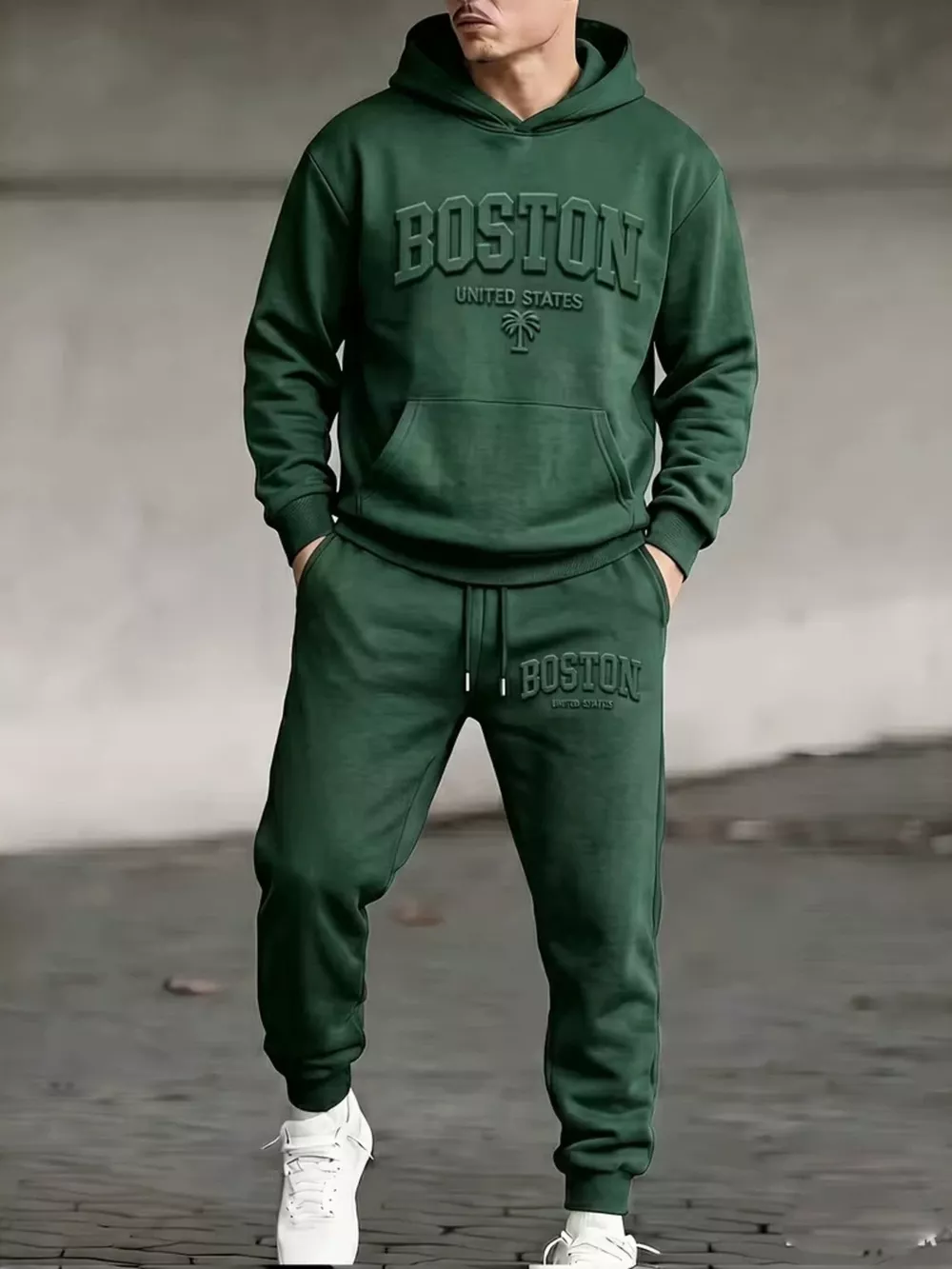 Men's Full Size Kangaroo Pocket Hoodie and Pants Set Plus Size, image 2