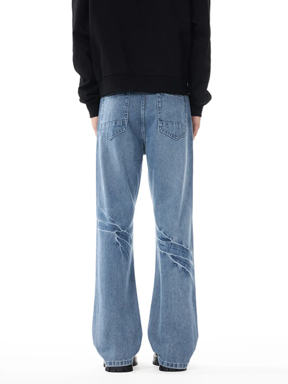 Men's Washed Wide Leg Flare Jeans, image 4