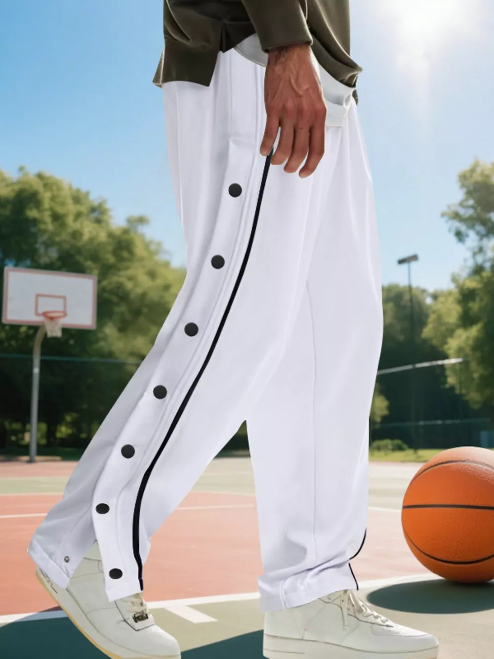 Men's Full Size Loose Fit Side Snap Button Track Pants Plus Size, image 11