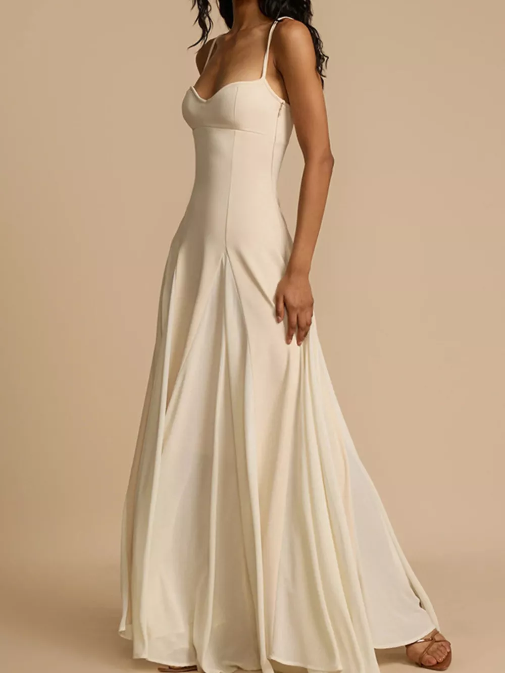 Sweetheart Neck Spaghetti Strap Flowy Maxi Dress, image 2