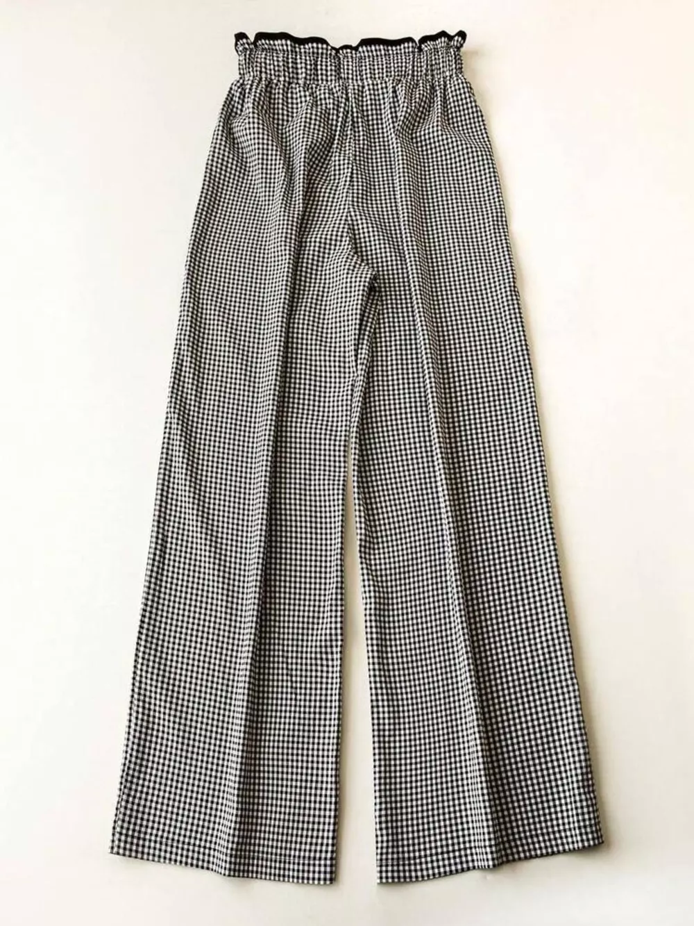 Gingham High-Waisted Wide-Leg Pants, image 4
