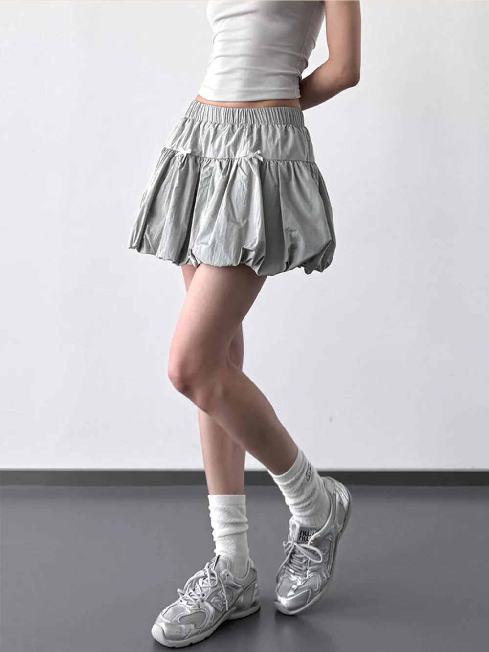 Bubble Hem Elastic Waist Mini Skirt, image 5