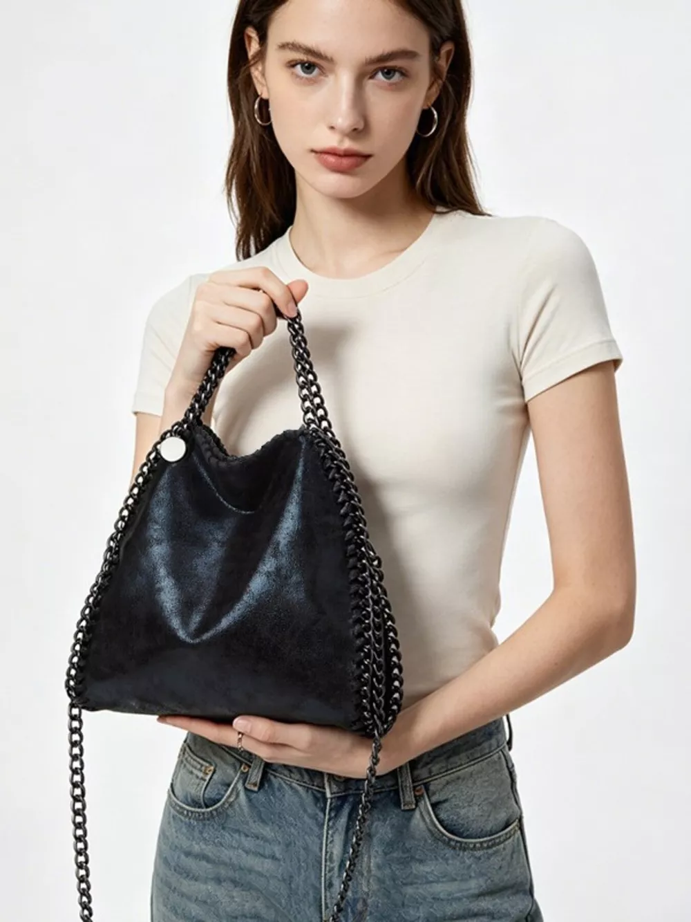 Chain Strap Slouchy Crossbody Bag, image 2
