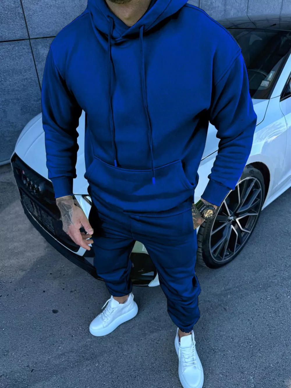 Men's Full Size Kangaroo Pocket Hoodie and Pants Set Plus Size, image 3