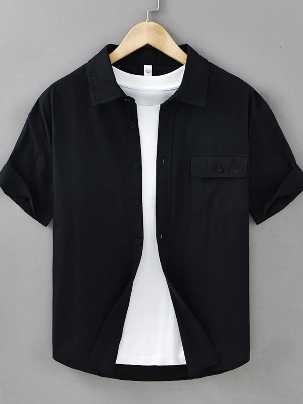 Men's Plus Size Button Up Short Sleeve Shirt