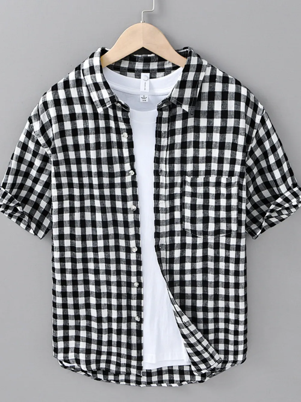 Men's Plus Size Plaid Button Up Short Sleeve Shirt