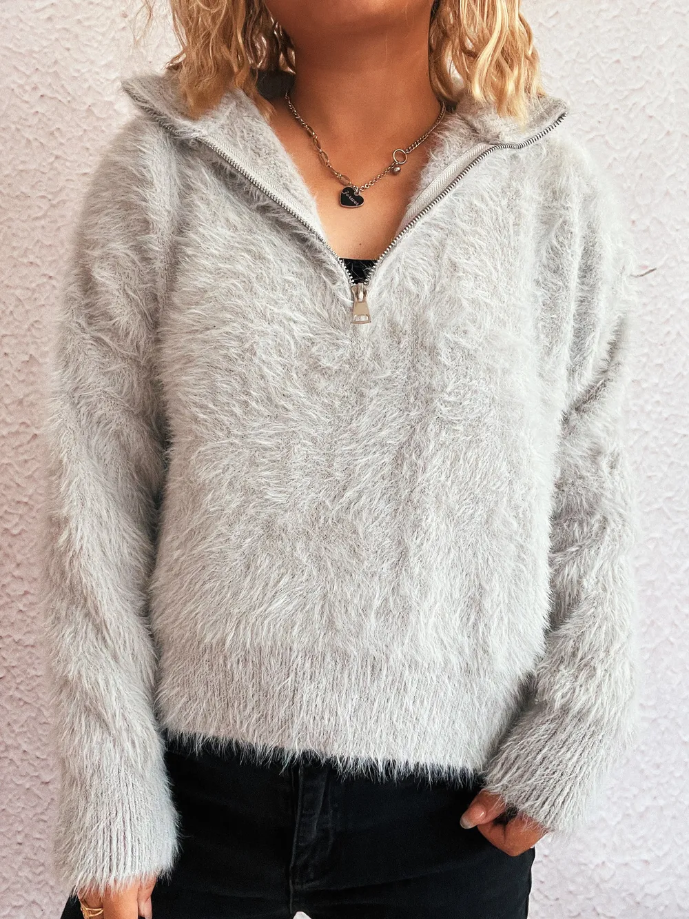Cozy Fuzzy Half-Zip Sweater, image 2