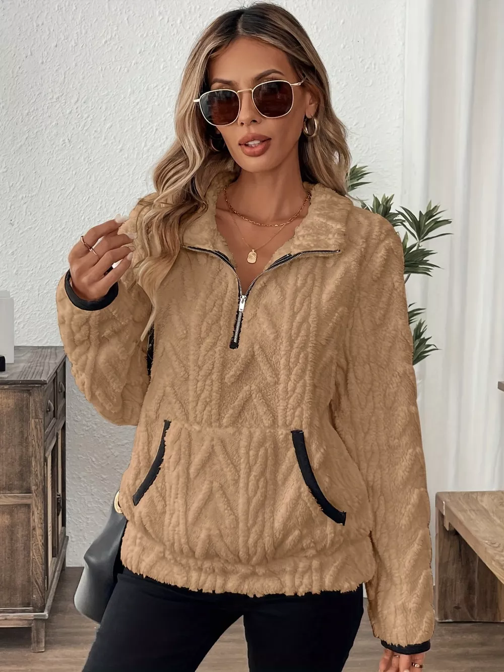 Cozy Sherpa Half Zip Sweatshirt, image 26