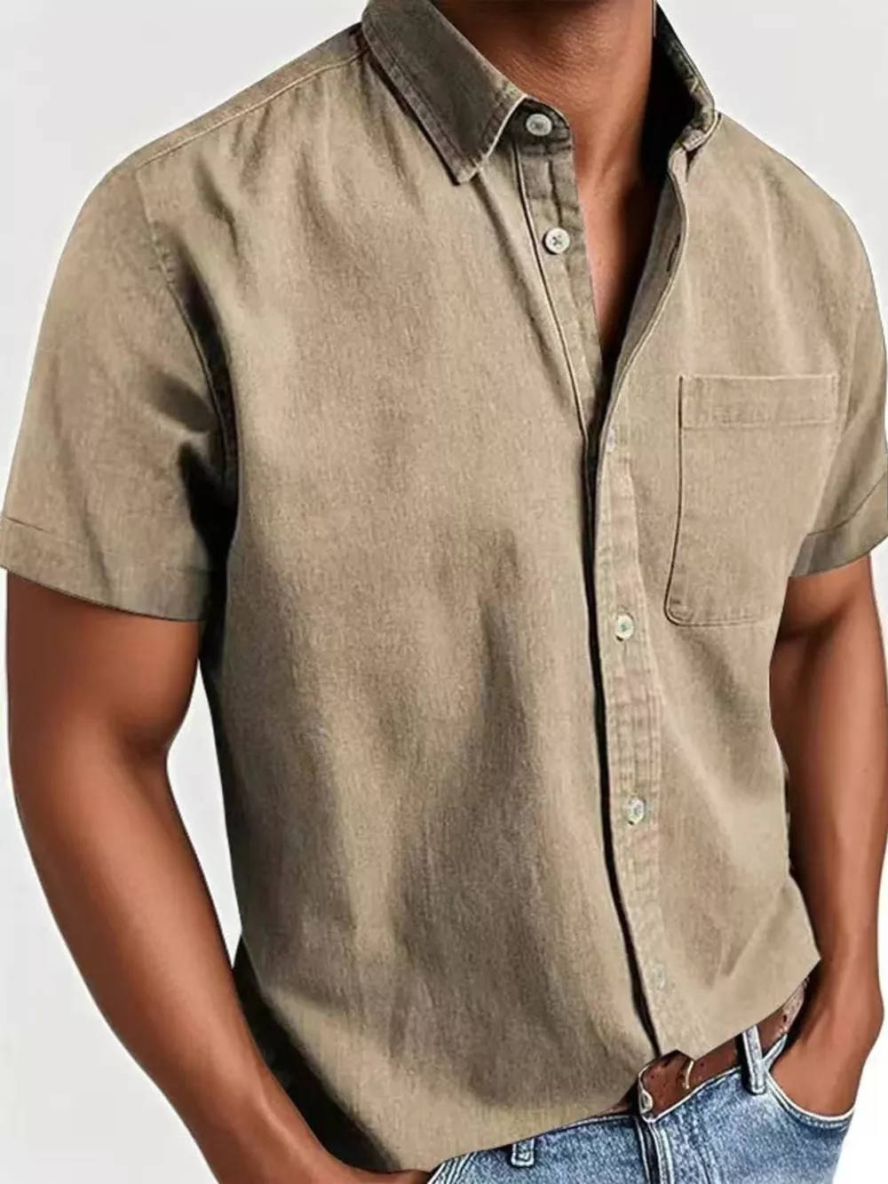 Men's Full Size Casual Short Sleeve Shirt Plus Size, image 3