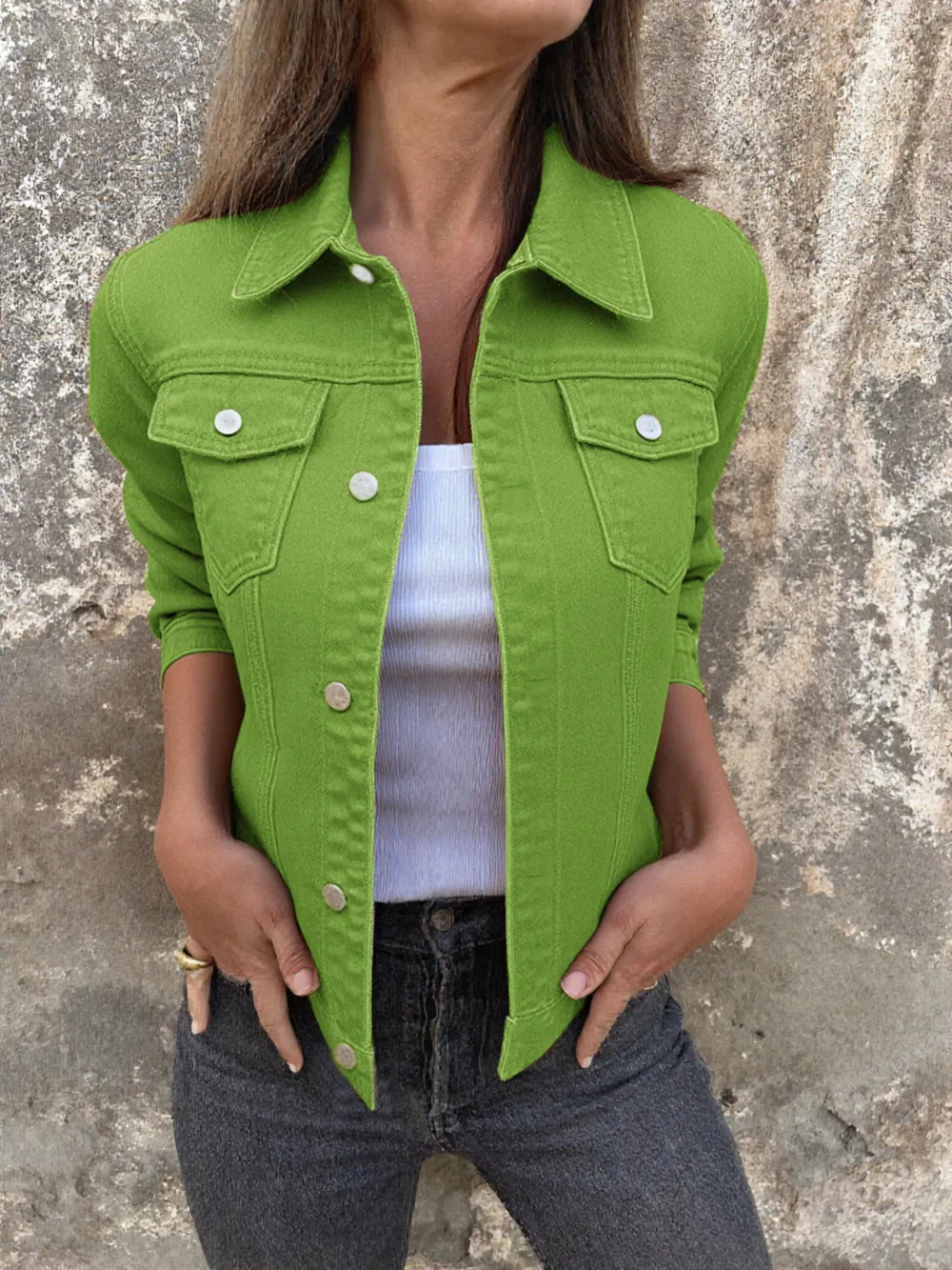 Button Front Closure Denim Jacket, image 16