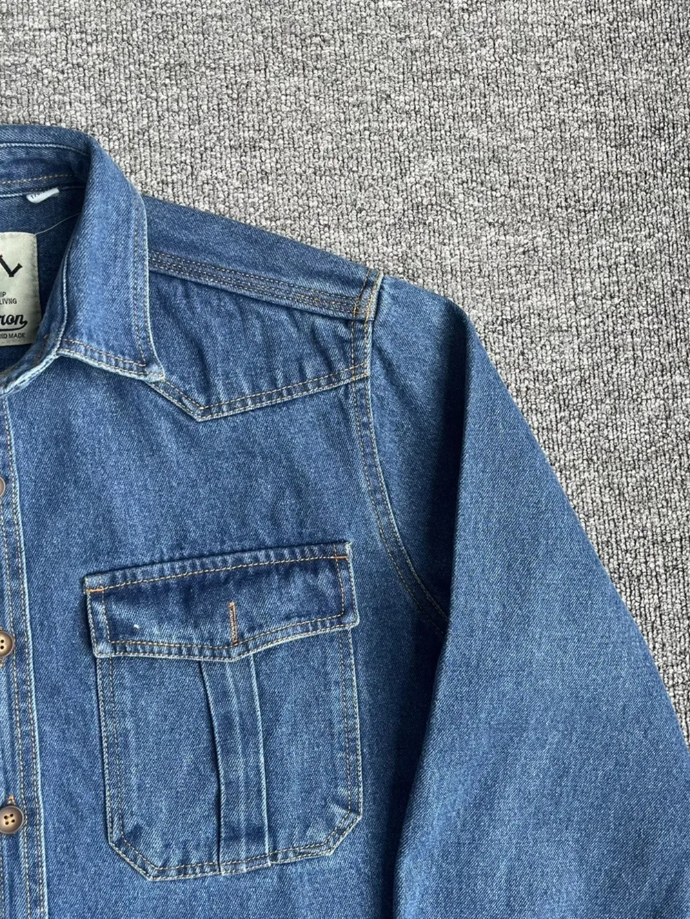 Men's Plus Size Button Up Washed Denim Shirt, image 11