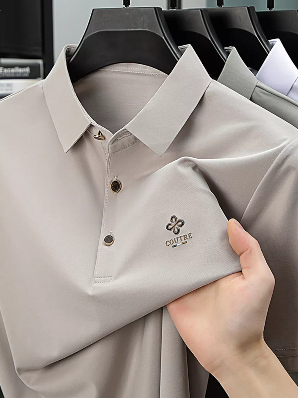 Men's Plus Size Button Detail Short Sleeve Polo, image 4