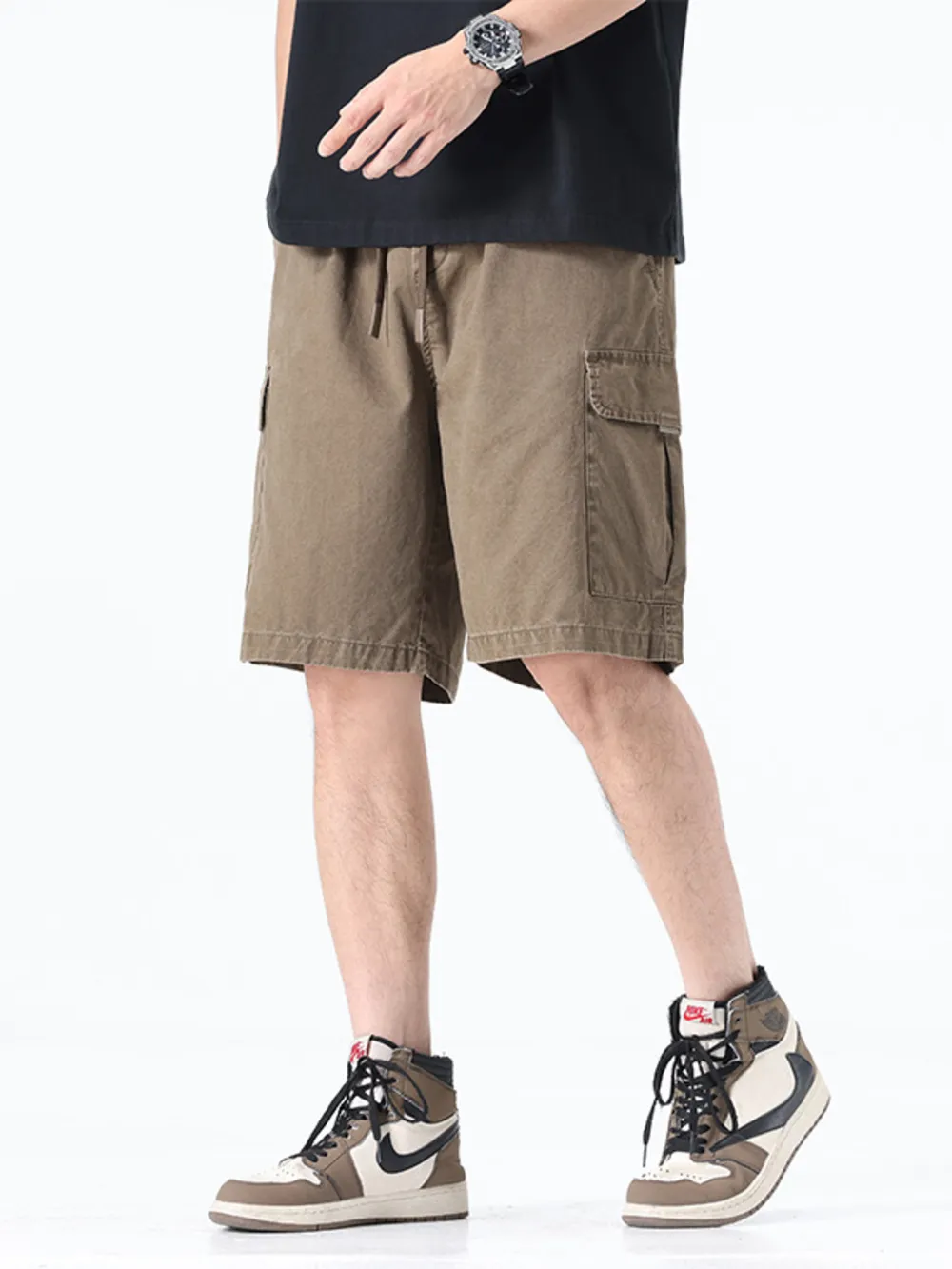 Men's Plus Size Drawstring Wide Leg Shorts, image 3