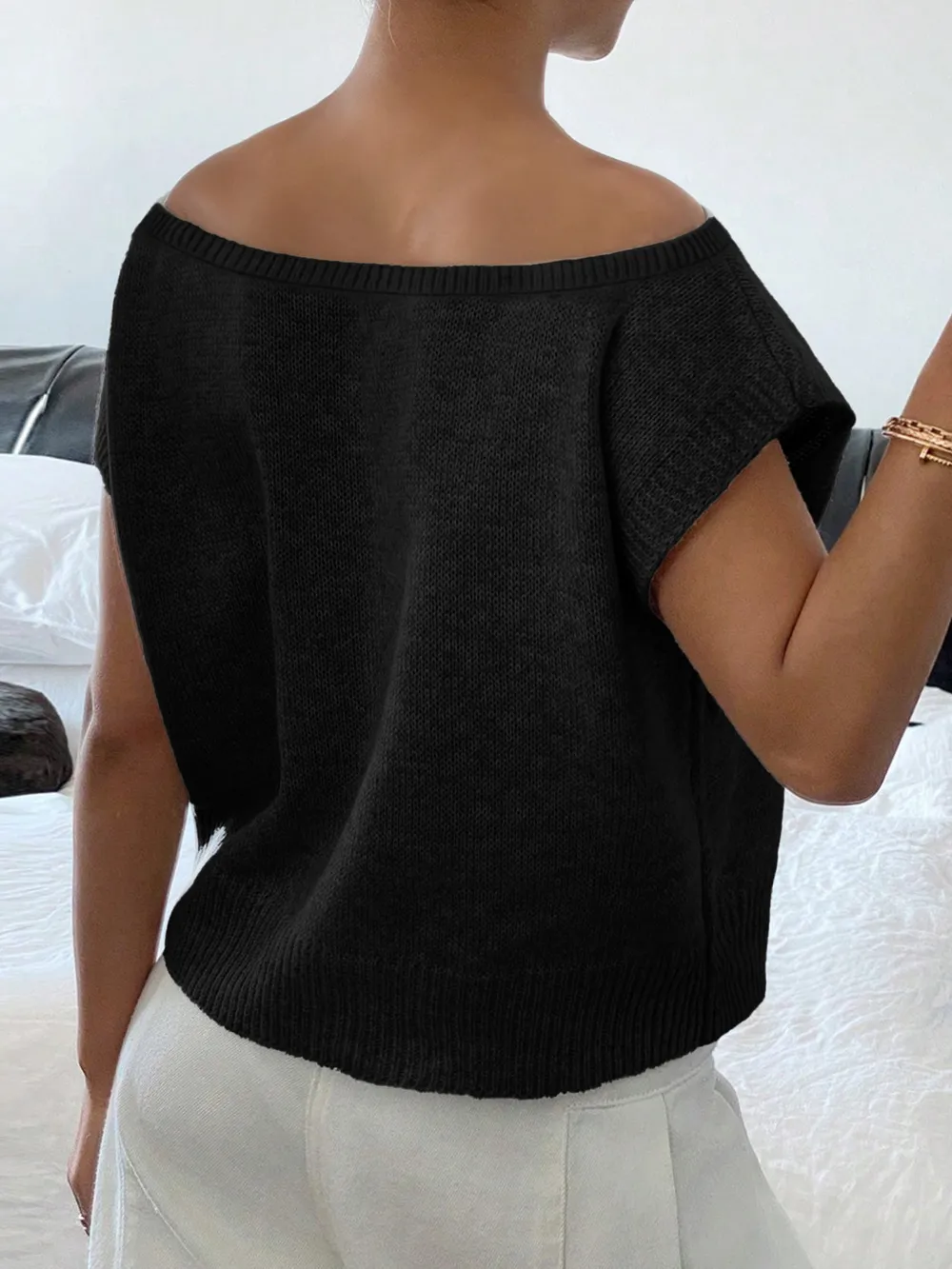 Ribbed Hem Boat Neck Sweater, image 7