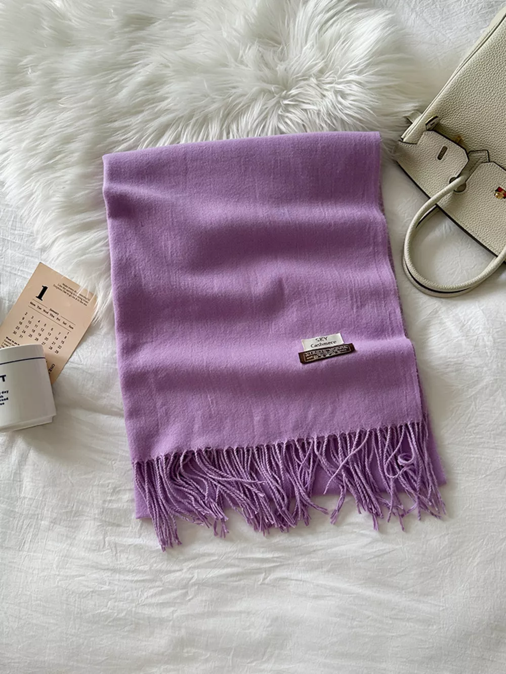 Fringe Solid Color Scarf, image 5