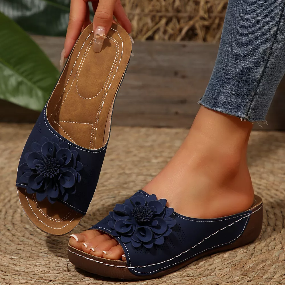 Bohemian Floral Embellished Comfortable Flat Sandals, image 17