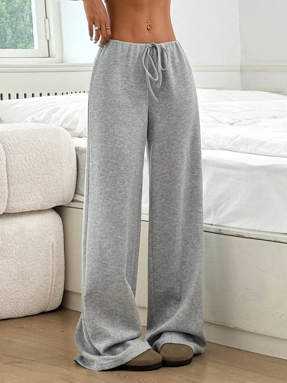 Striped Wide Leg Drawstring Pants, image 11