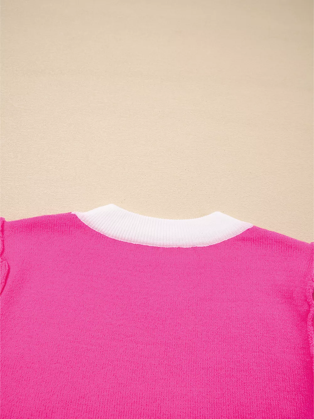 XOXO Valentines Contrast Trim Crew Neck Short Sleeve Sweater, image 7