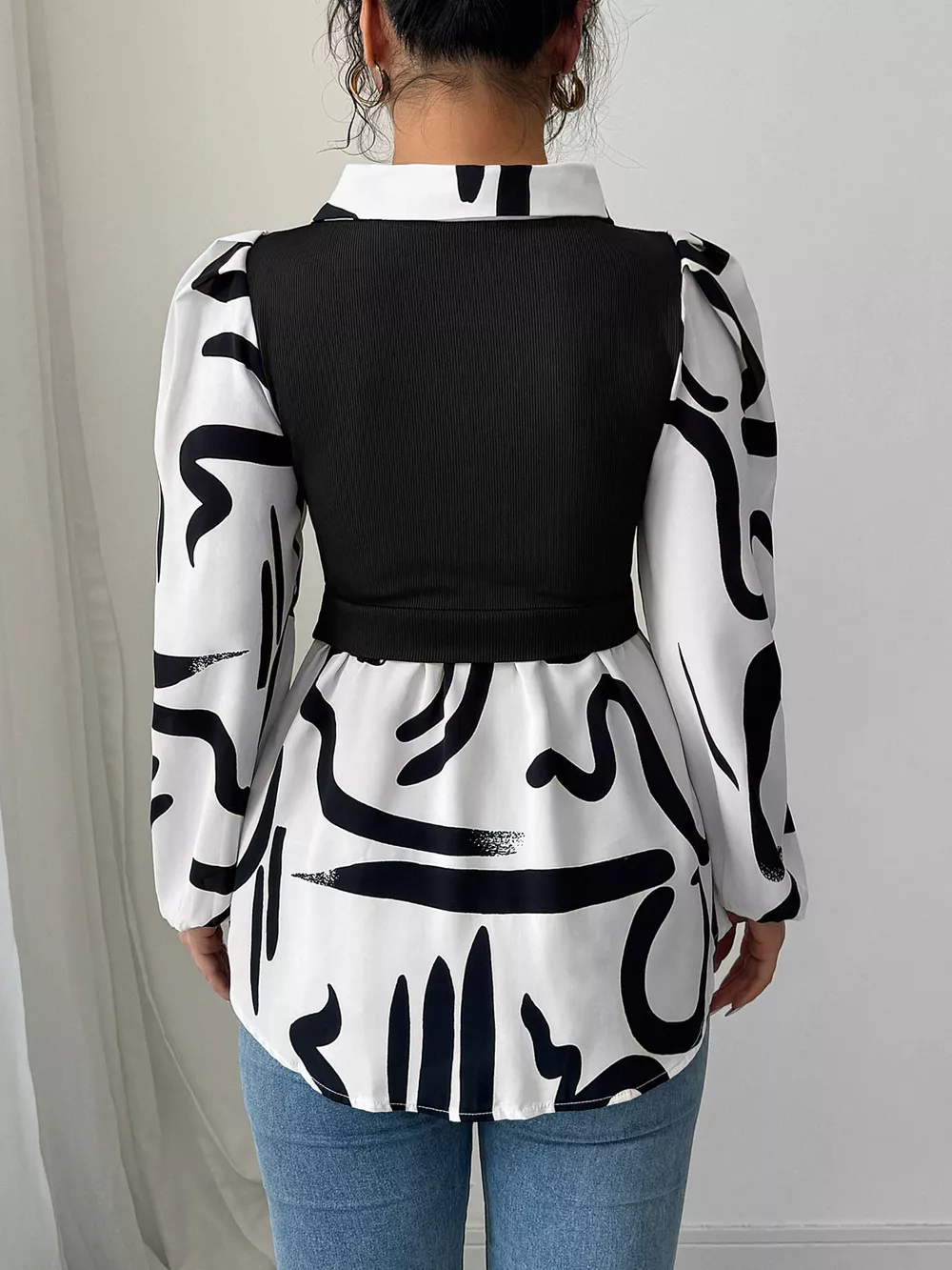Abstract Print Long Sleeve Blouse, image 6