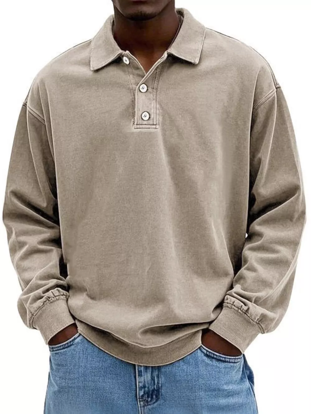 Men's Full Size Vintage Washed Long Sleeve Top Plus Size, image 6