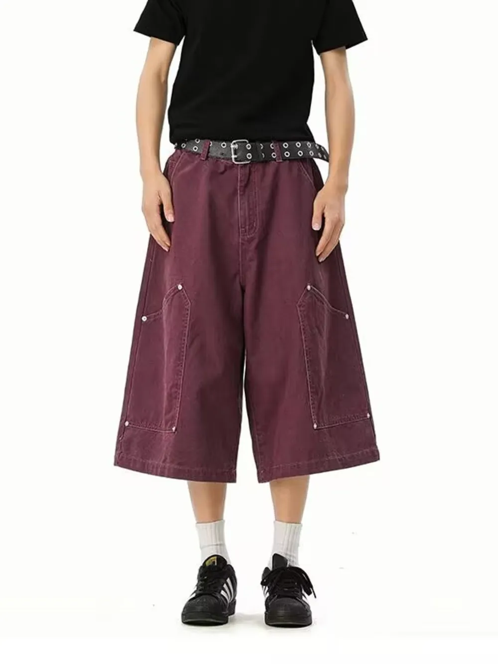 Men's Full Size Wide Leg Cropped Shorts Plus Size, image 8