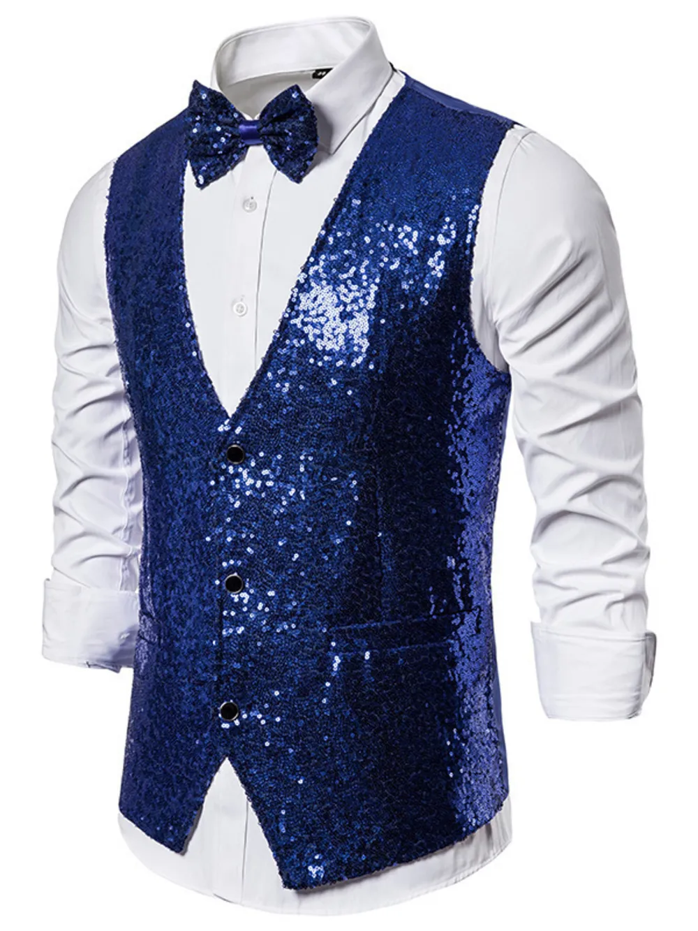 Men's Sequin Slim Fit Vest, image 7