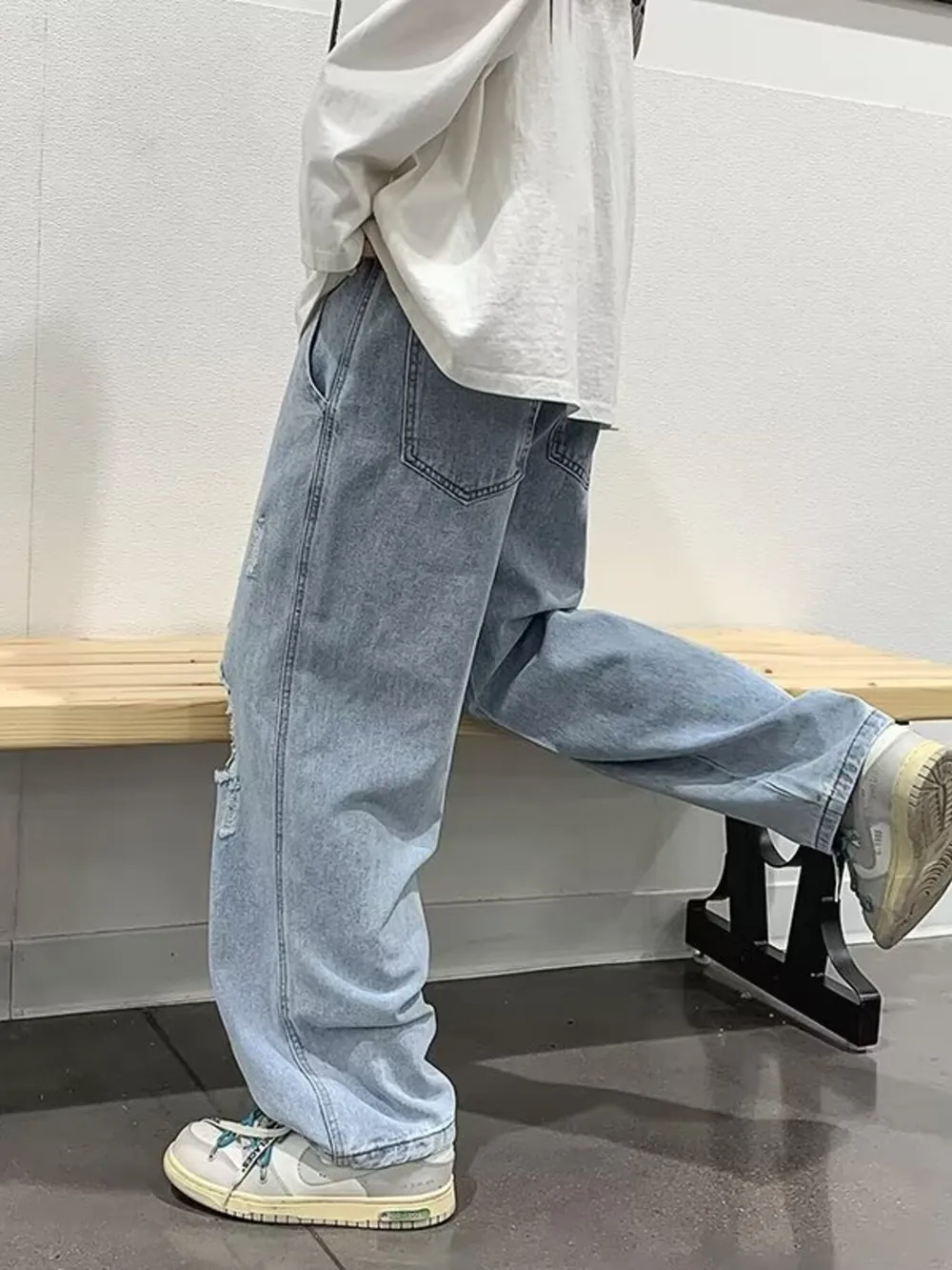 Men's Full Size Distressed Wide Leg Jeans Plus Size, image 6