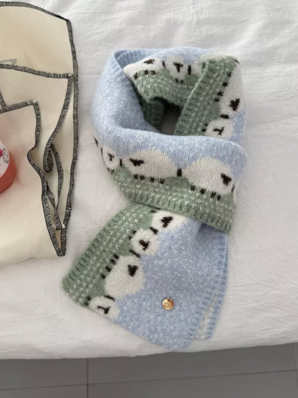 Sheep Pattern Knitted Scarf, image 2