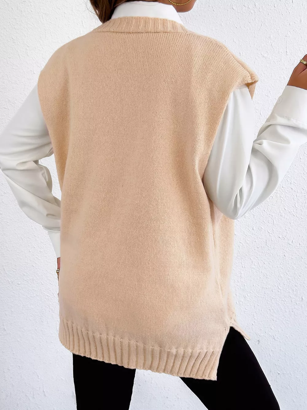 Flower V-Neck Sleeveless Cardigan, image 6