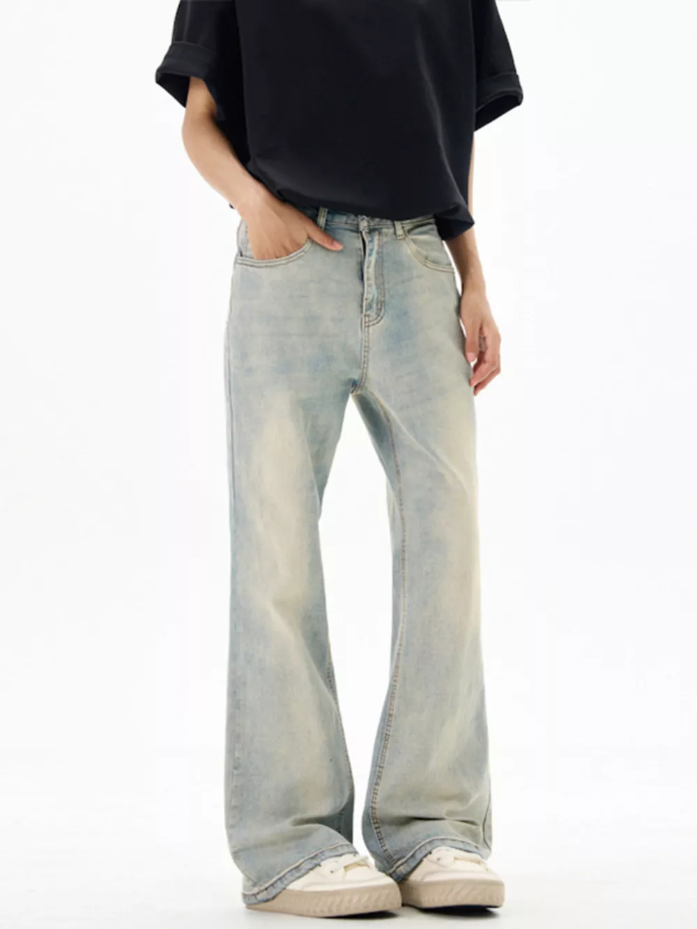 Men's Vintage Wash Flare Jeans, image 2