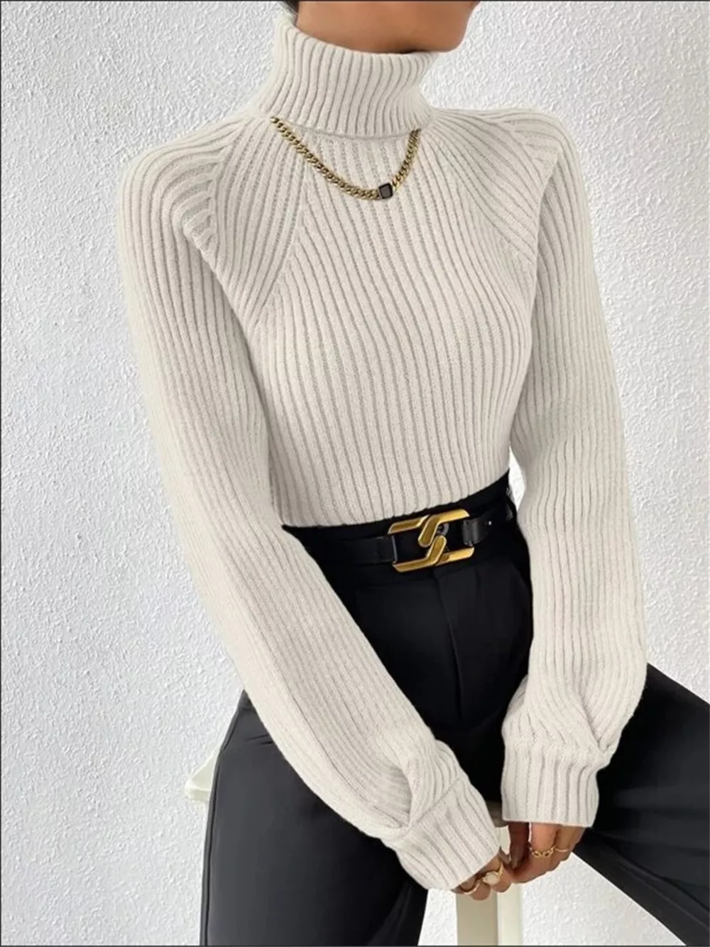 Ribbed Knit Turtleneck Sweater, image 17
