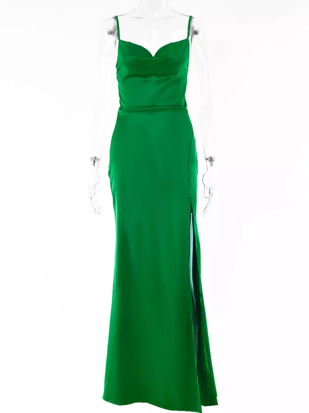 Ruched Split Spaghetti Strap Maxi Dress, image 5