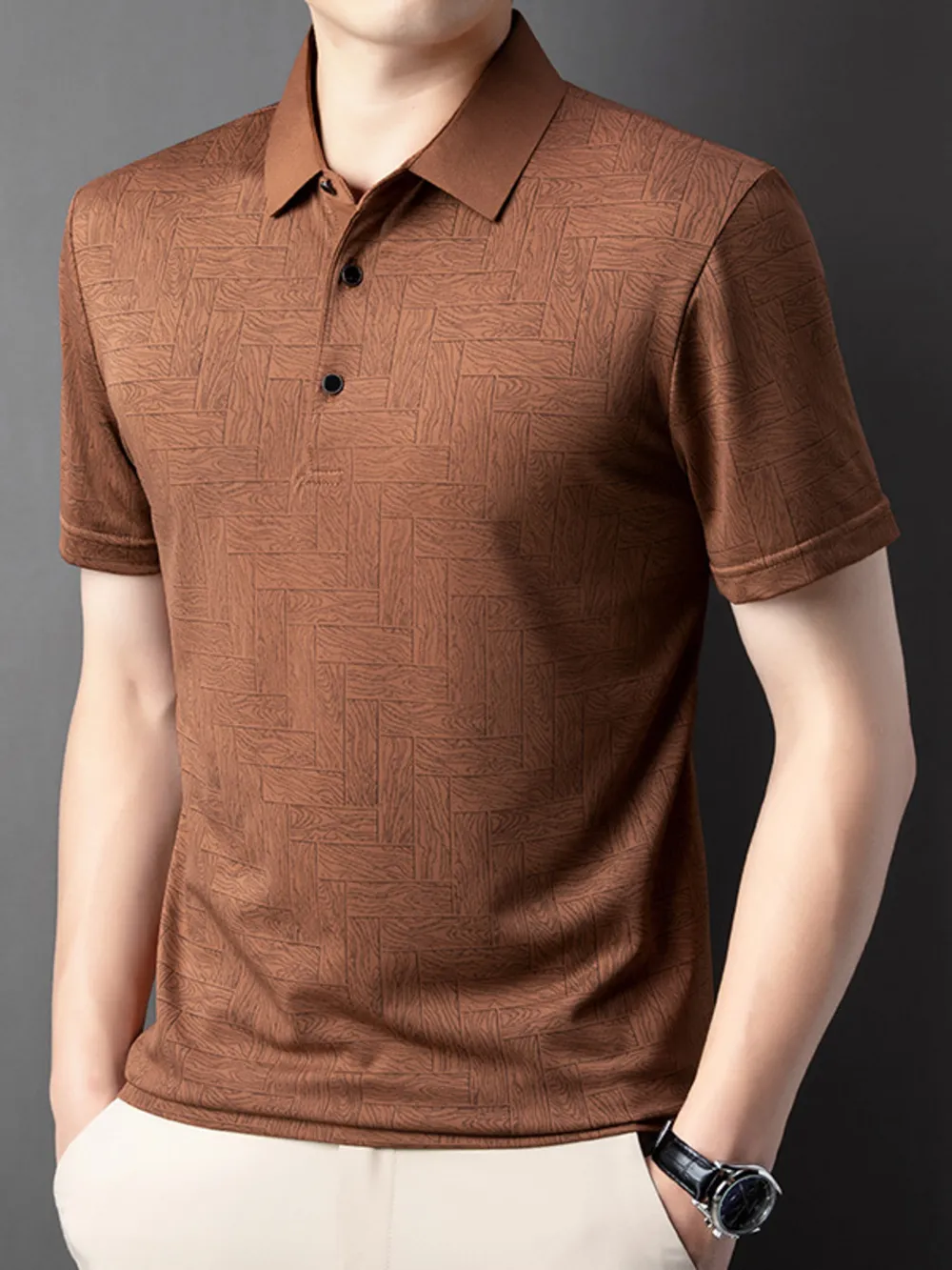 Men's Plus Size Button Detail Short Sleeve Polo, image 2