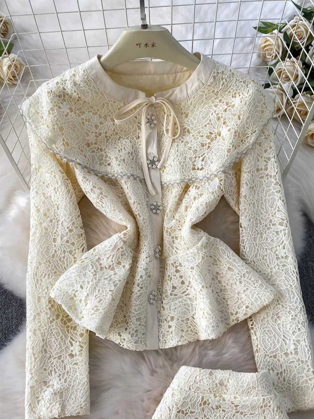 Lace Button Up Top and Skirt Set, image 14