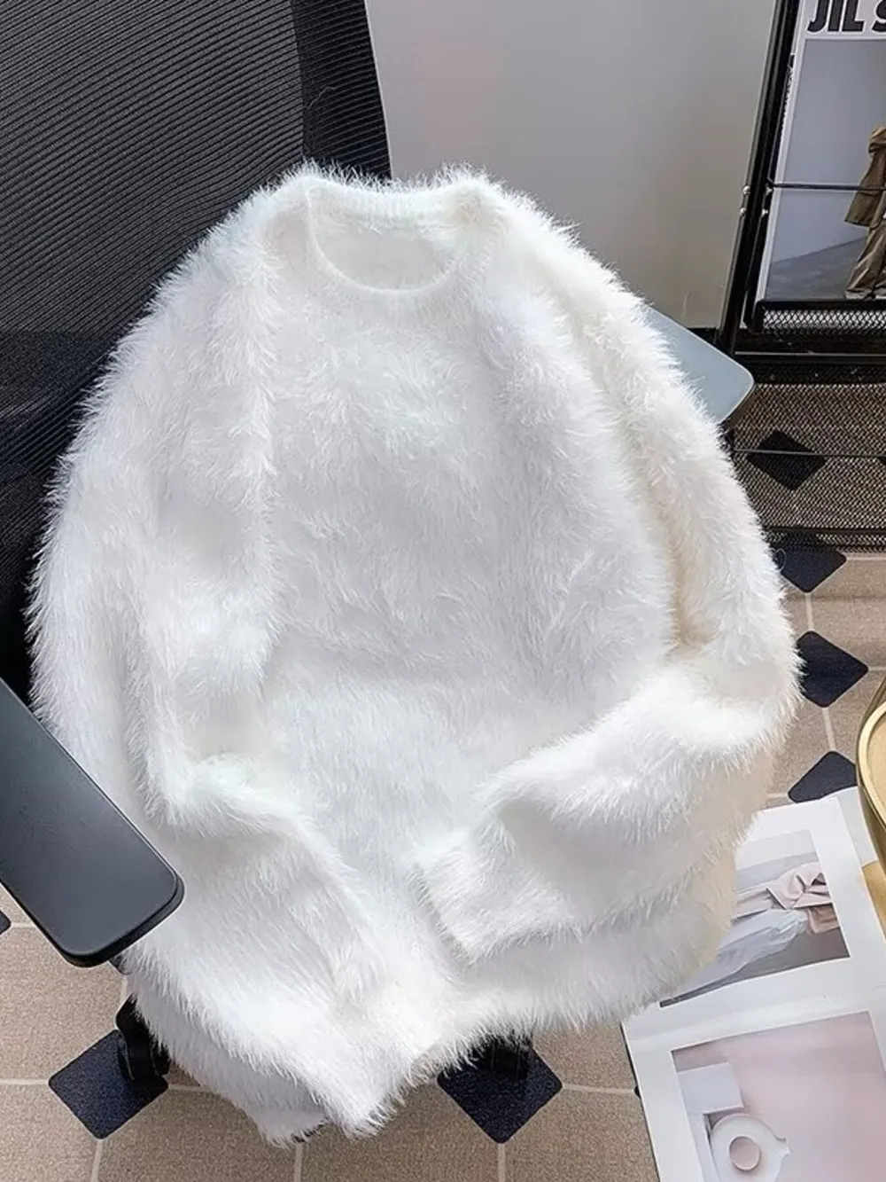 Men's Fluffy Knit Pullover Sweater, image 3