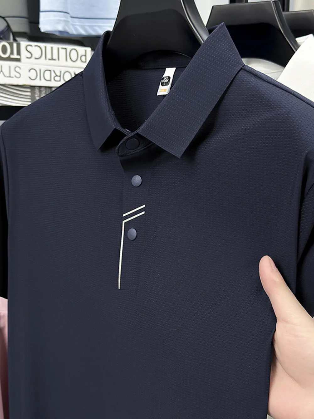 Men's Plus Size Button Detail Short Sleeve Polo, image 7