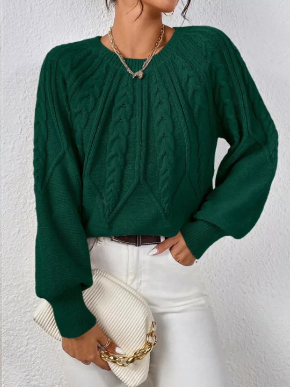 Cable Knit Long Sleeve Sweater, image 20