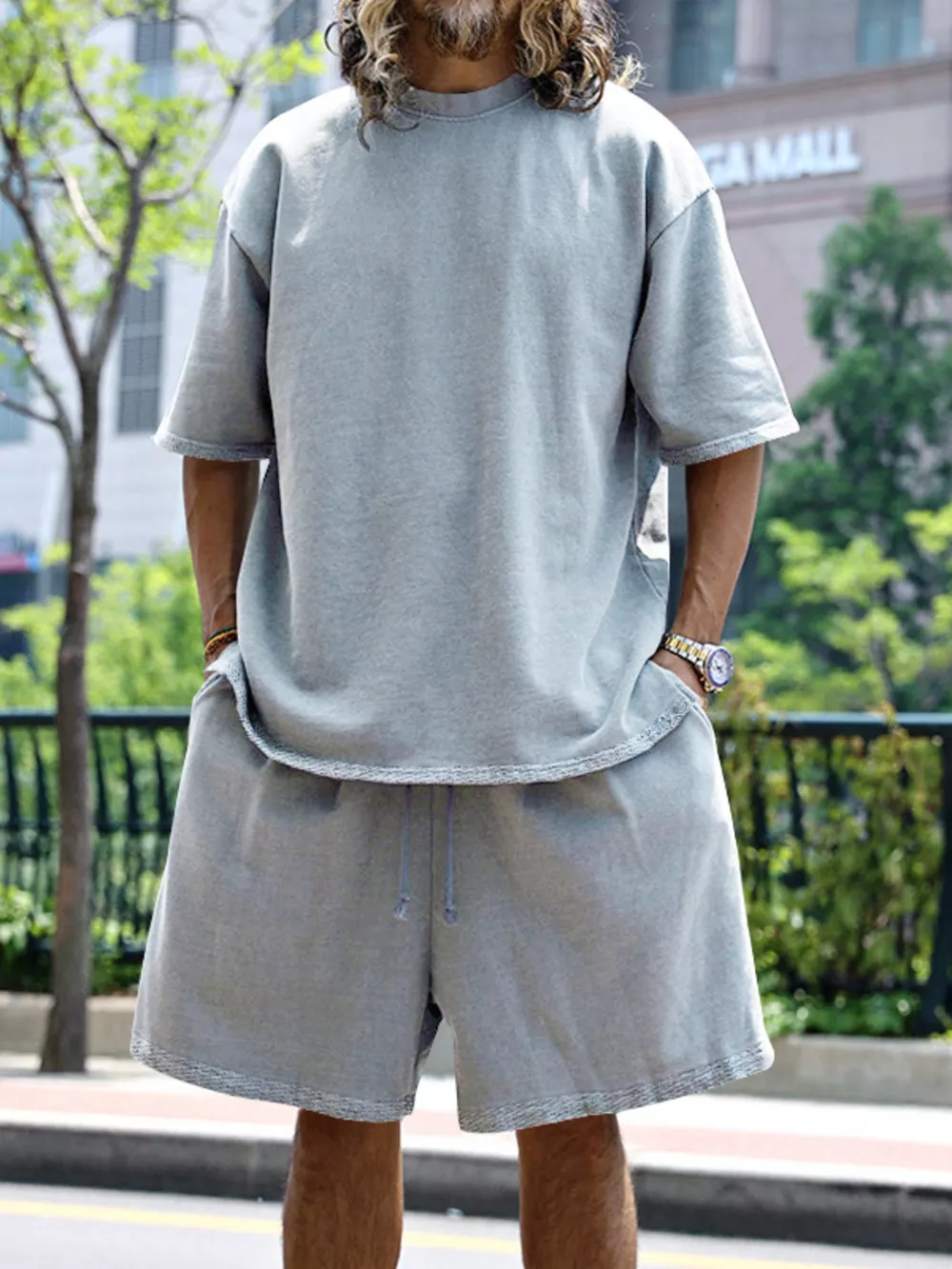 Men's Full Size Relaxed Fit T-Shirt & Shorts Set Plus Size, image 4