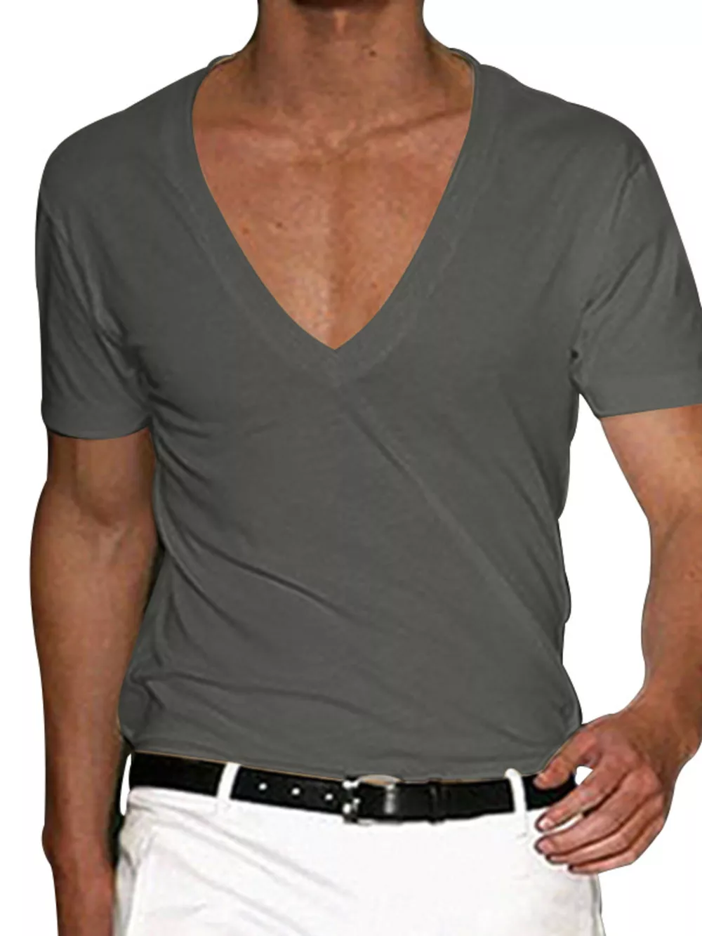 Men's Full Size Deep V-Neck T-Shirt Plus Size, image 4