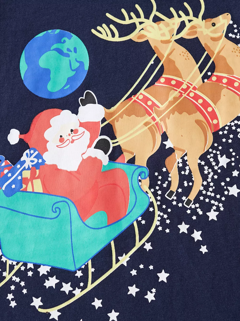 Children's Christmas Santa Sleigh Graphic Long Sleeve T-Shirt, image 2