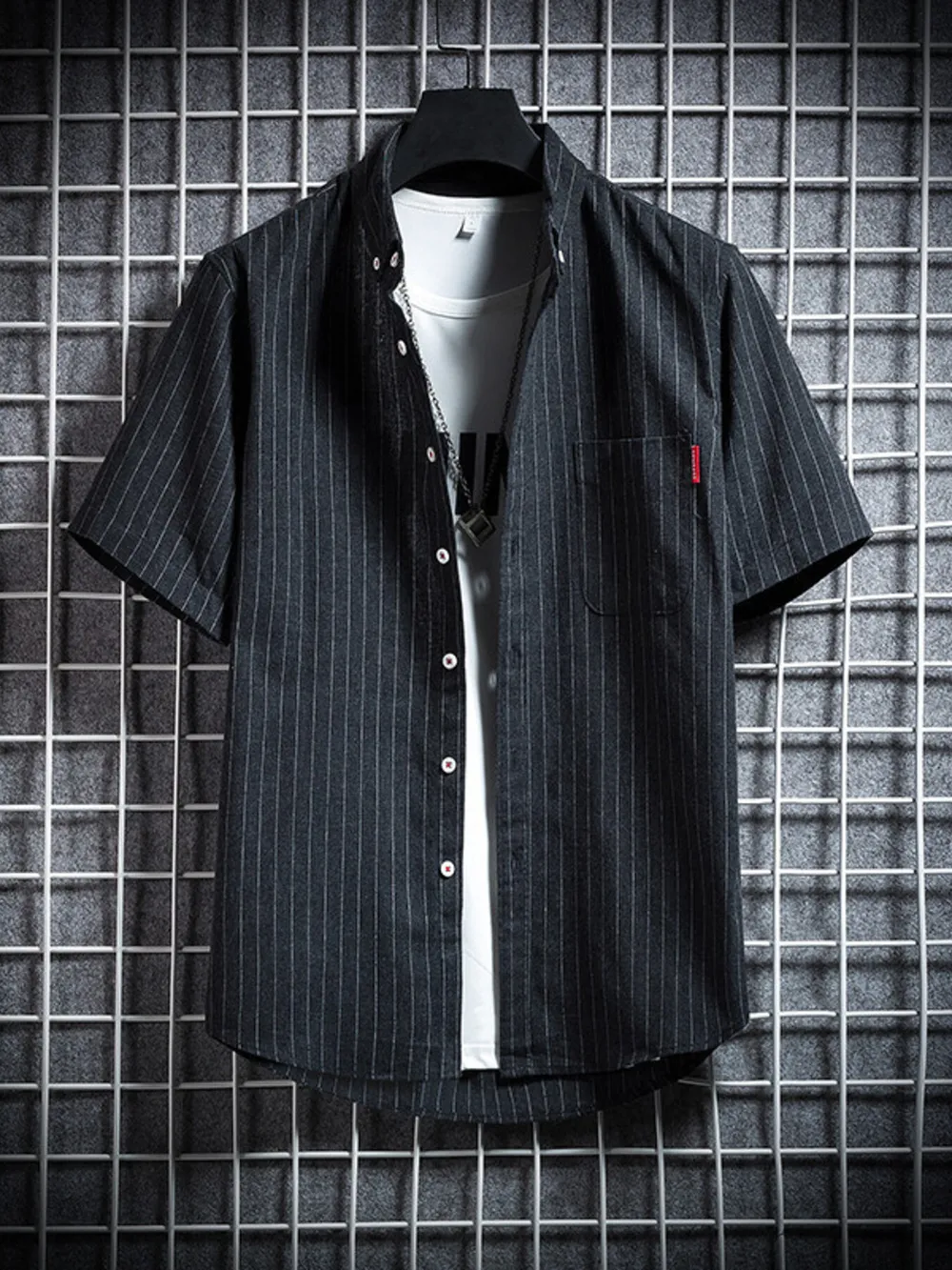 Men's Plus Size Casual Striped Short Sleeve Shirt
